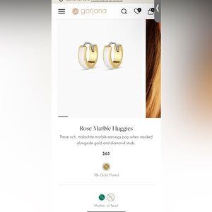 Gorjana 18K gold plated Mother of Pearl Rose Marble Huggies